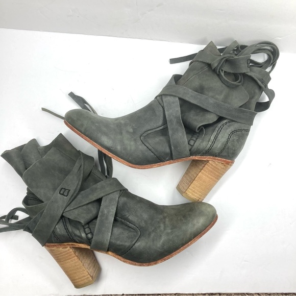 Free People Seven Wonders Leather Boots Washed Black 39 US 8.5/9 heeled - Picture 4 of 16